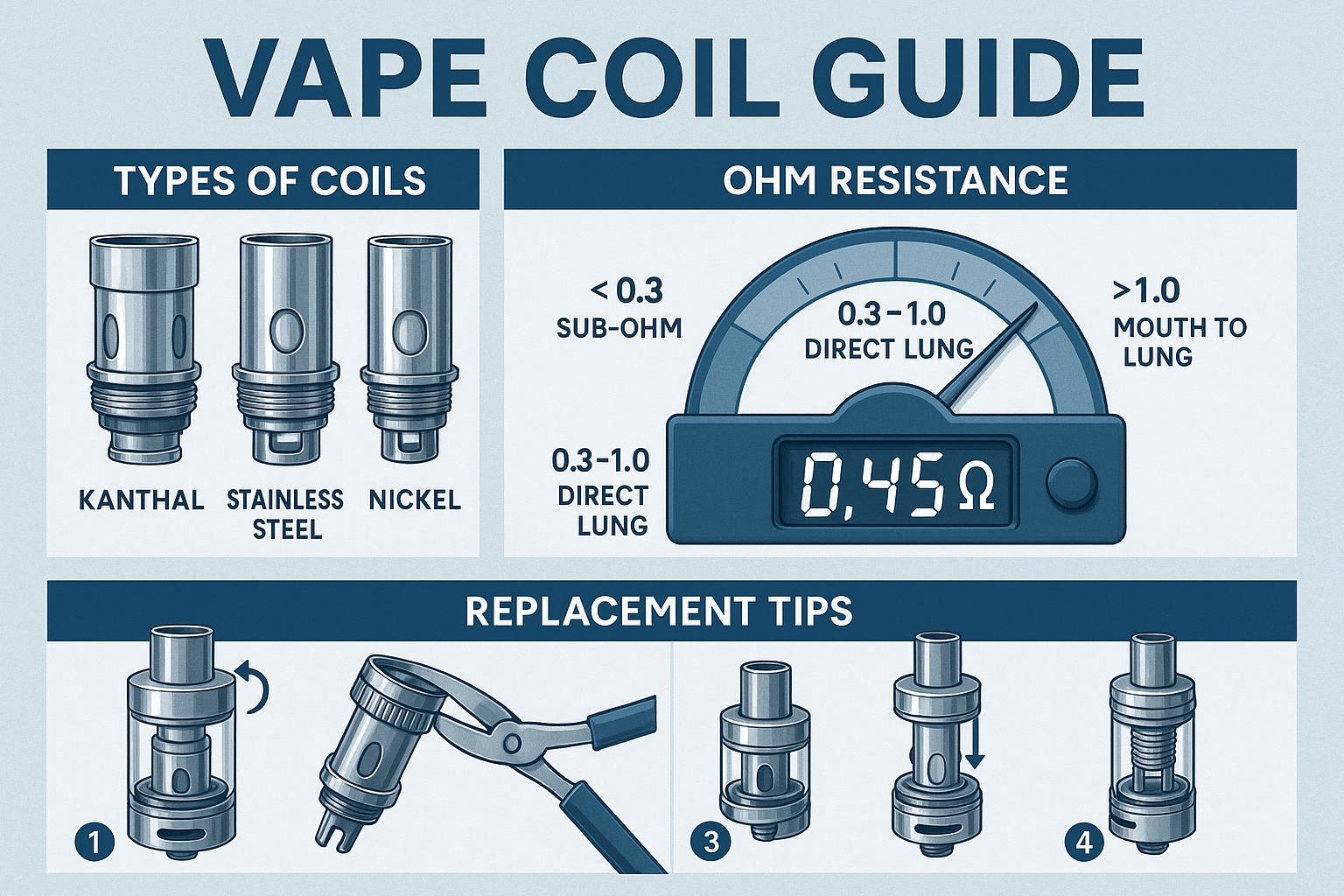 Vape Coil Guide: Types, Ohm Resistance & Replacement Tips