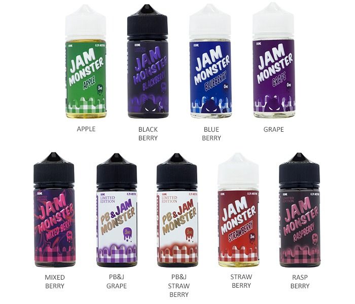 Jam Monster Series E-Liquid 100mL - Freebase - Original, Ice, Lemonade, Etc. thumbnail
